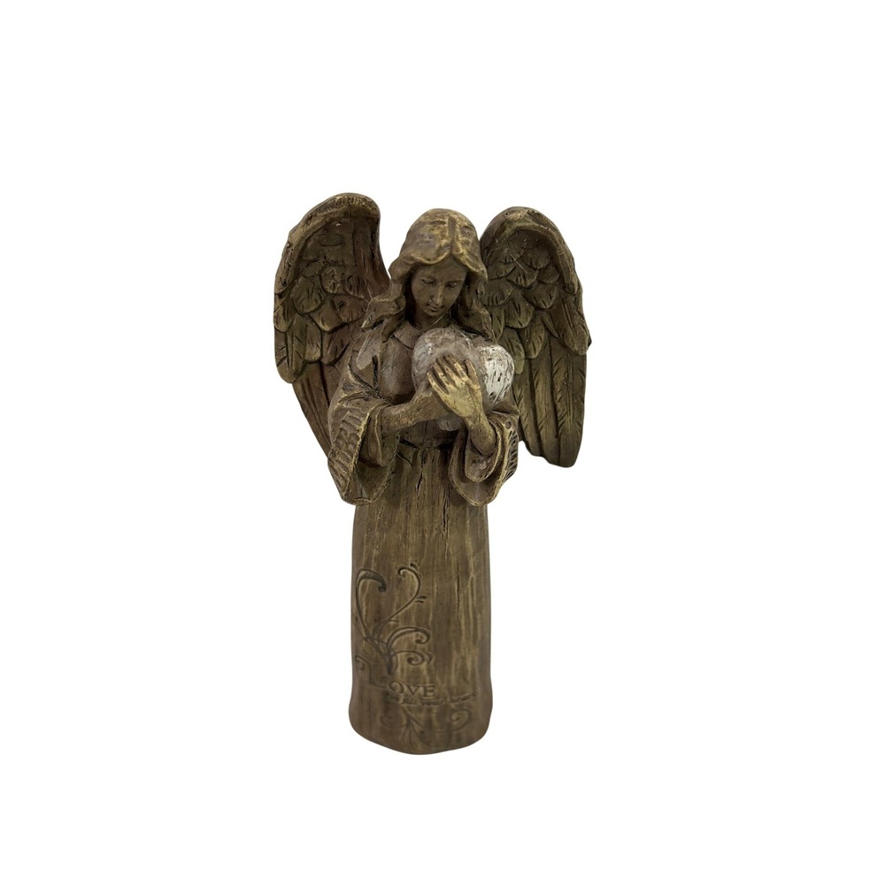 New Creative Angel Figurine 9.5in Brown Love Heart Wings Decor Unisex